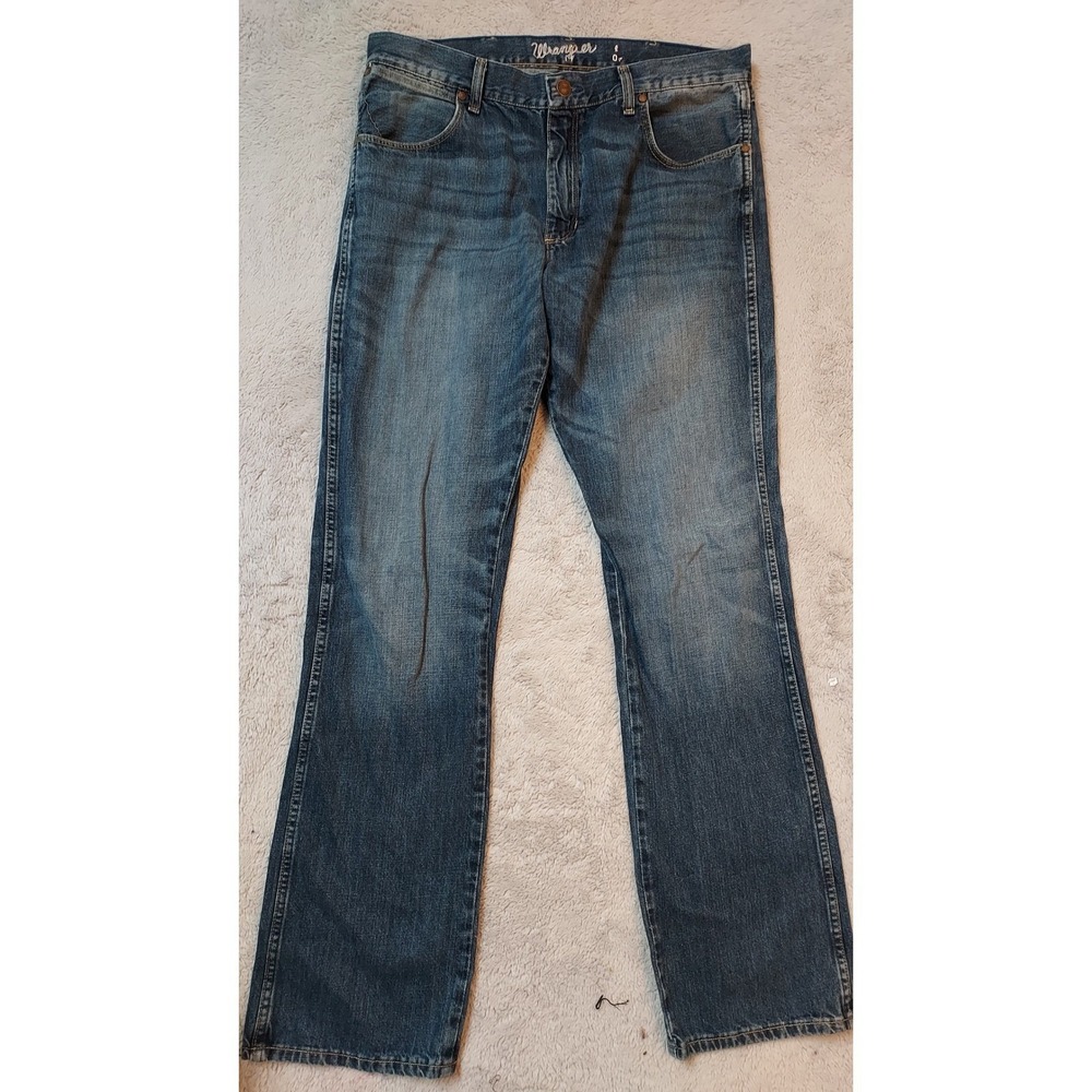 Wrangler Retro Jeans Mens 36x36 Slim Fit Boot Cut Denim Faded Blue Rodeo Rancher